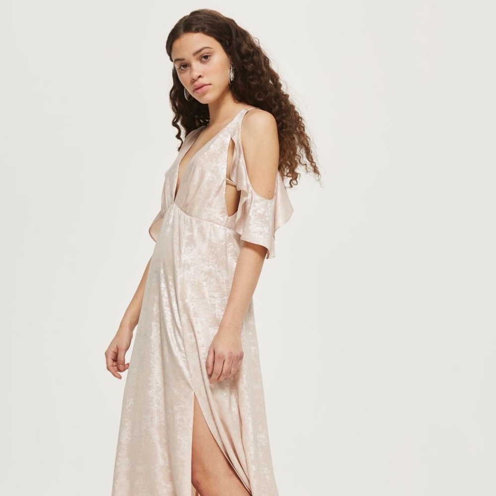 Foil Cold Shoulder Maxi Dress